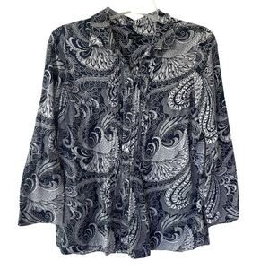 Talbots Navy Blue Paisley Buttondown shirt size M/P